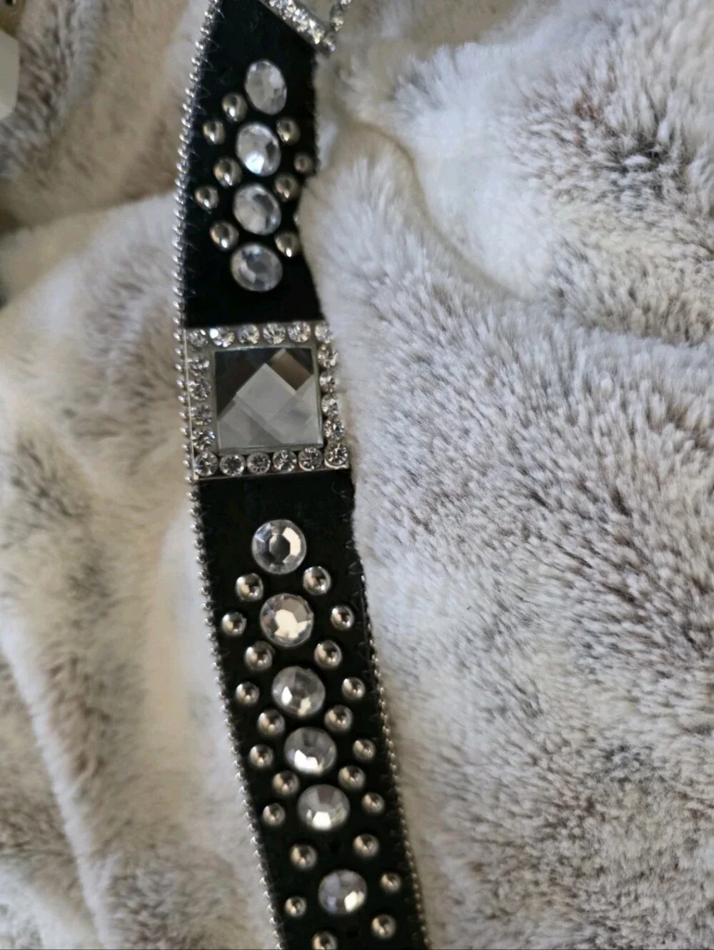 BHW Women's Black Leather Western Belt Crystals and Bling Accents Size M